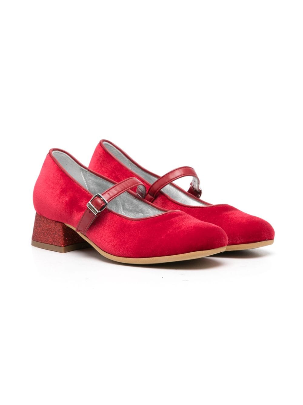 Monnalisa velvet ballerina shoes - Red von Monnalisa