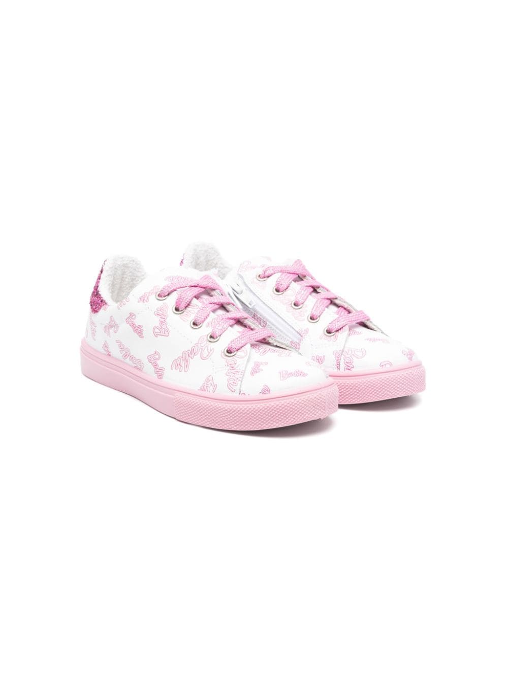 Monnalisa x Barbie leather sneakers - White von Monnalisa