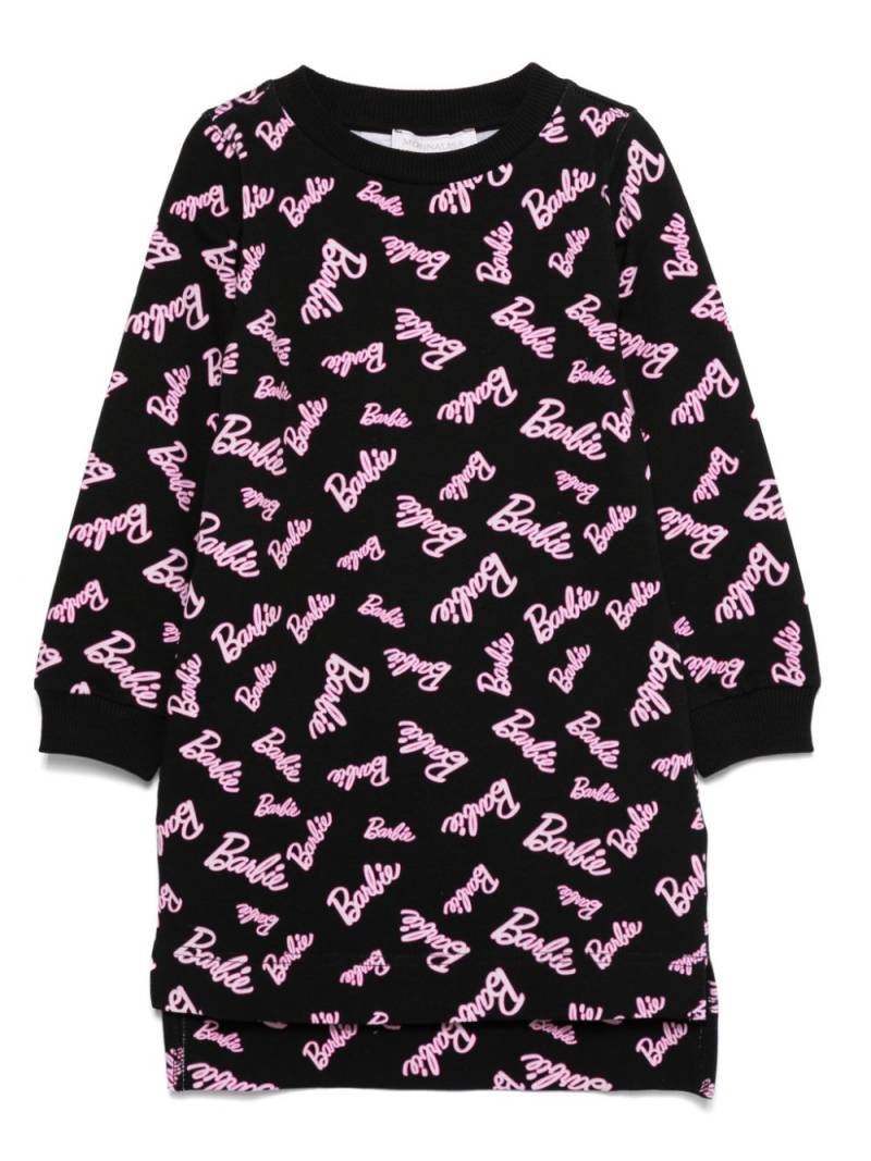 Monnalisa x Barbie logo-print dress - Black von Monnalisa