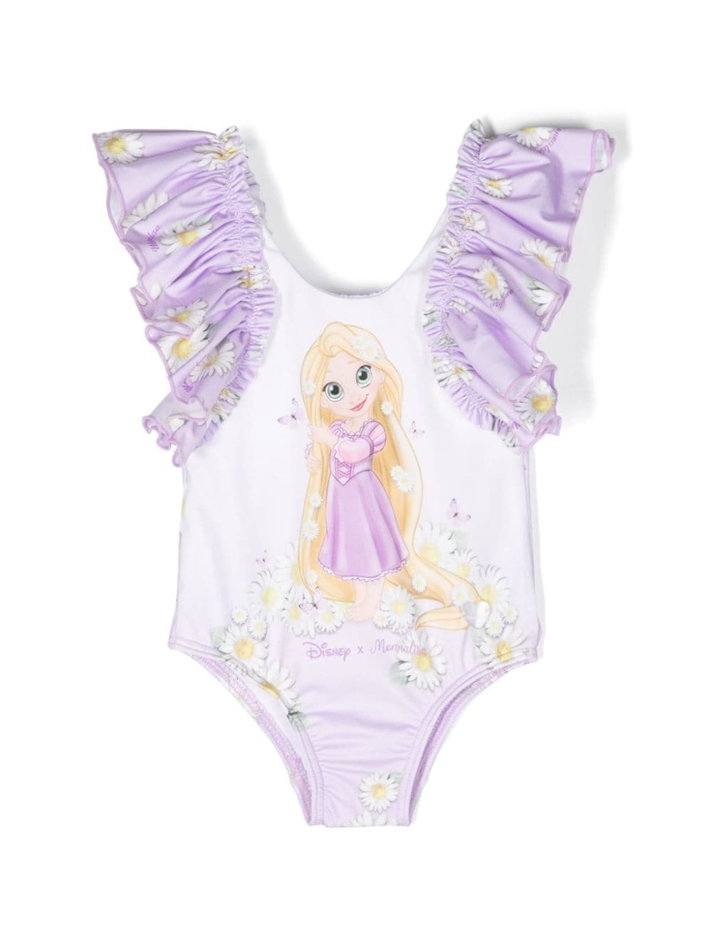 Monnalisa x Disney graphic-print ruffled swimsuit - Purple von Monnalisa