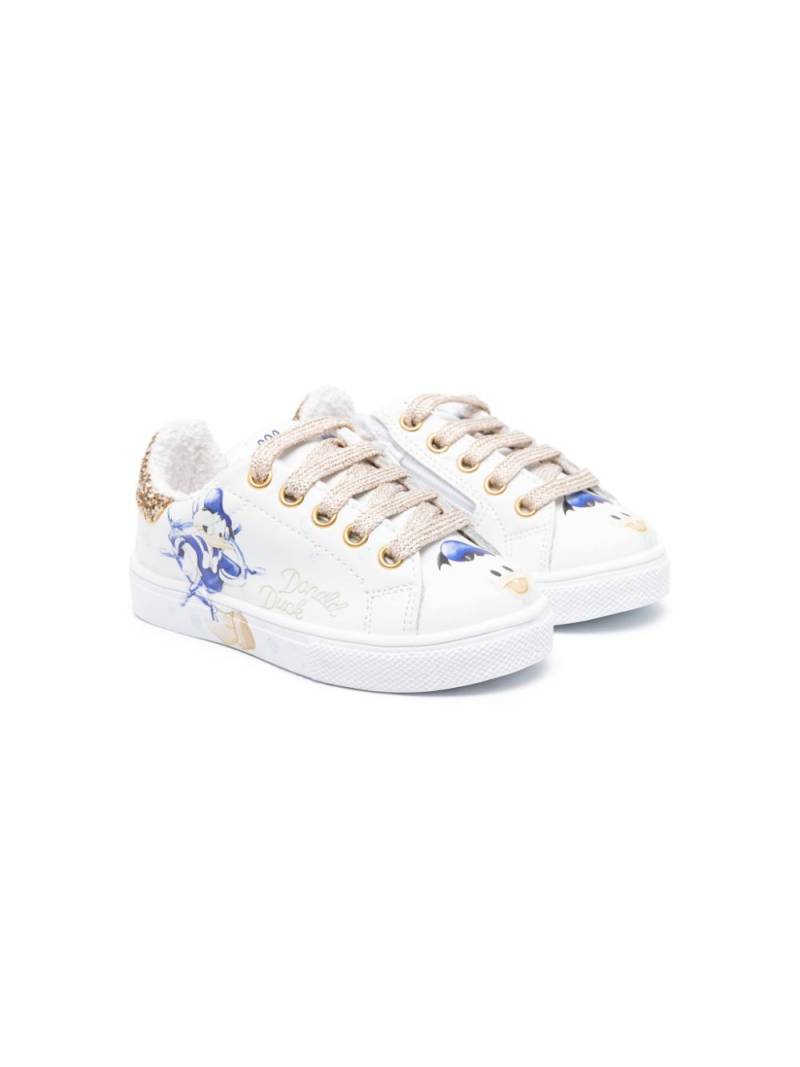 Monnalisa x Donald Duck leather sneakers - White von Monnalisa