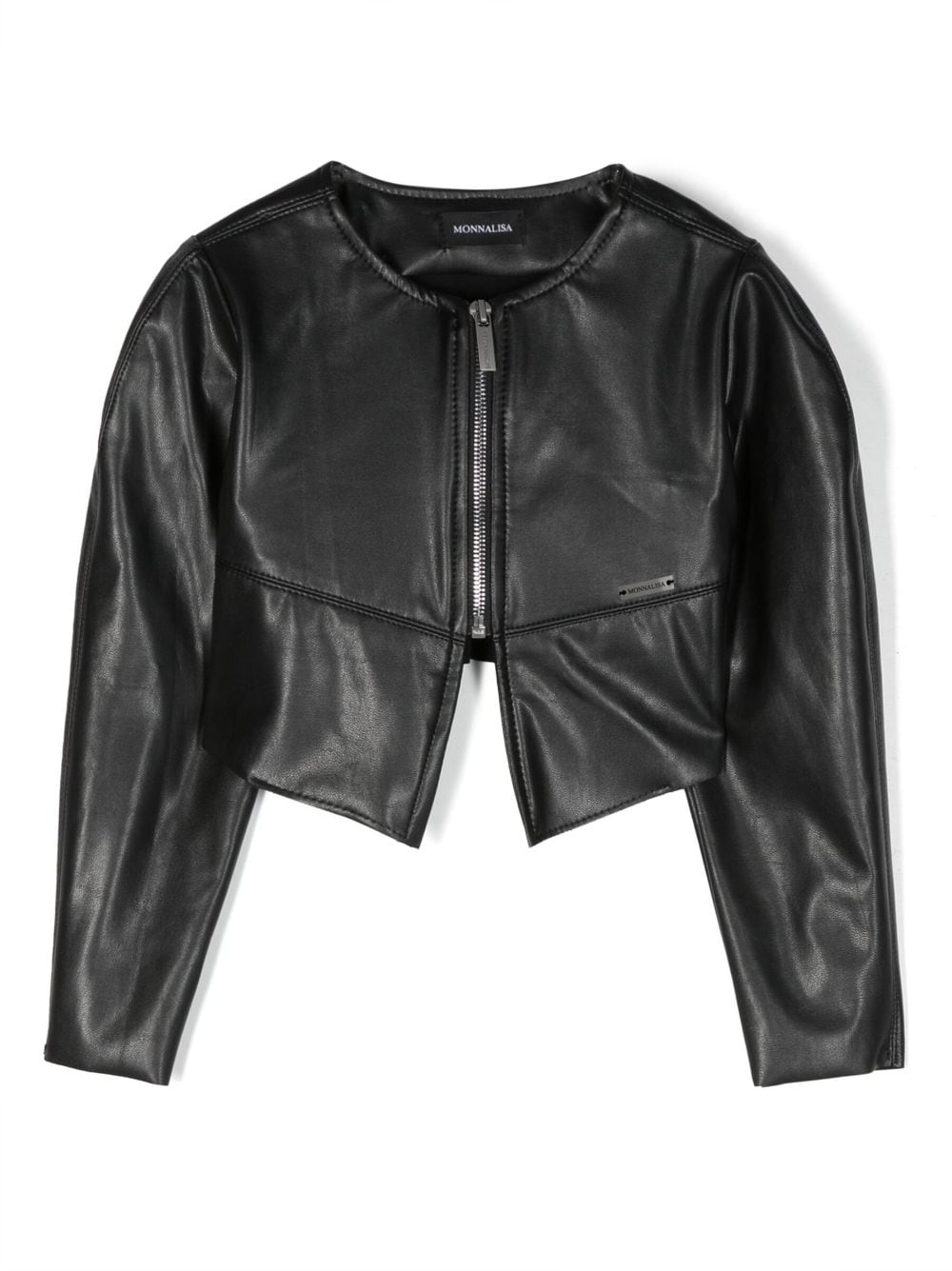 Monnalisa zip-up faux-leather jacket - Black von Monnalisa