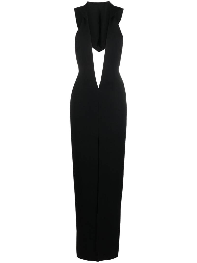 Mônot V-neck hooded gown - Black von Mônot