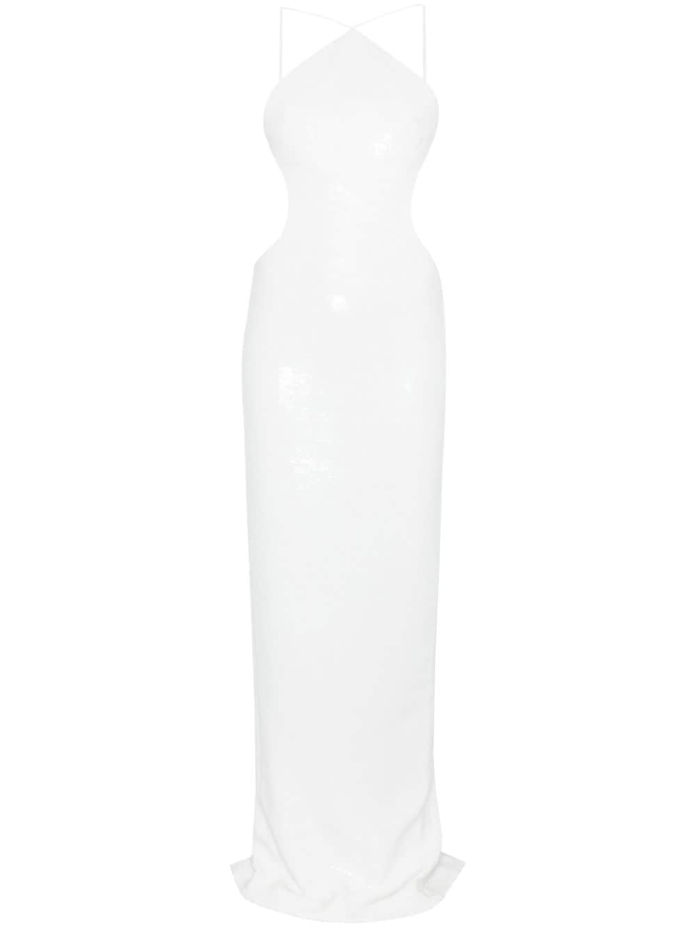 Mônot sequin halterneck maxi dress - White von Mônot