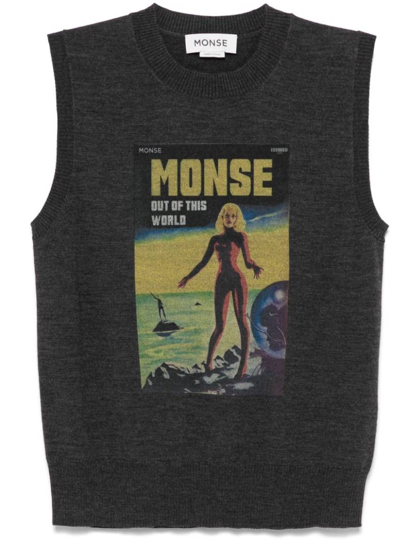 Monse Lady-print knitted vest - Grey von Monse