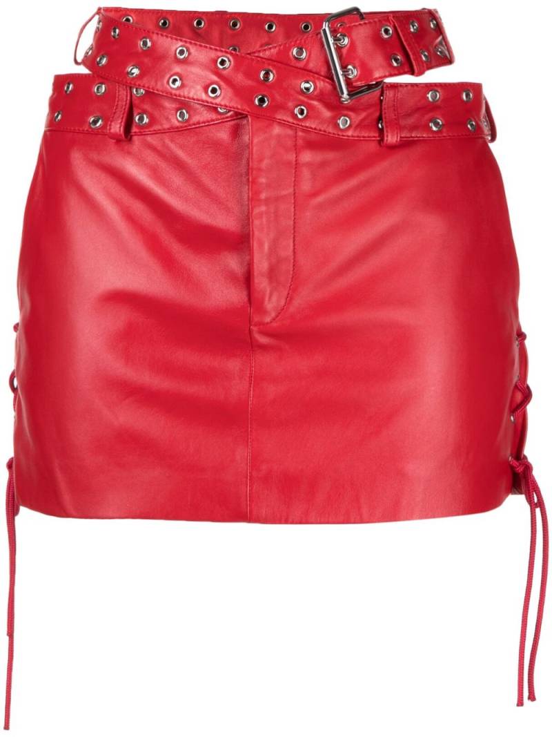 Monse belted criss-cross leather mini-skirt - Red von Monse