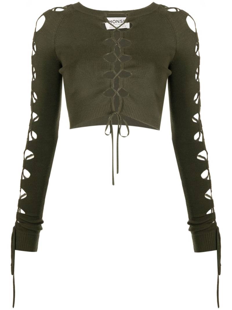 Monse lace-up detail cropped jumper - Green von Monse