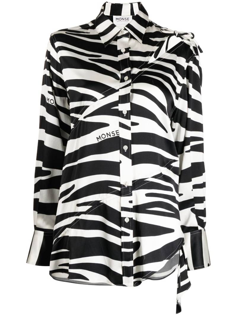 Monse zebra-print slashed-detail silk shirt - White von Monse