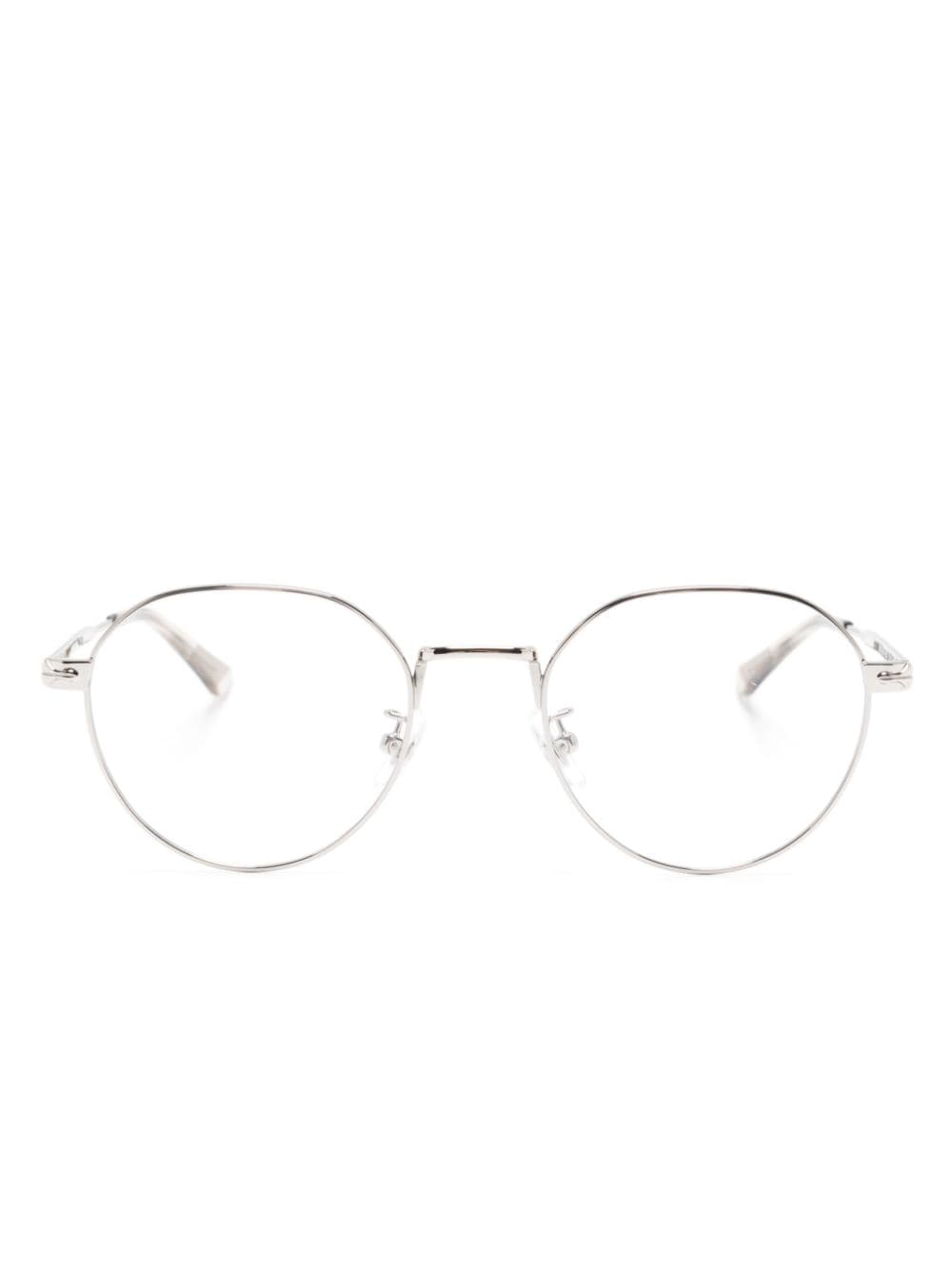 Montblanc logo-engraved round-frame glasses - Silver von Montblanc