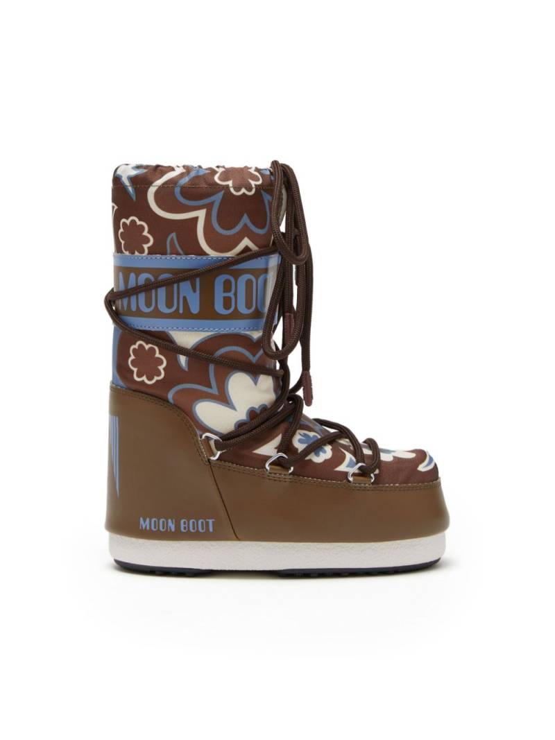 Moon Boot Kids Icon floral-print boots - Brown von Moon Boot Kids