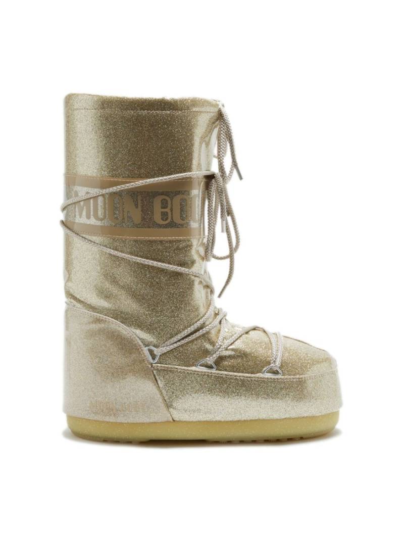 Moon Boot Kids logo-print glitter-detailing boots - Gold von Moon Boot Kids