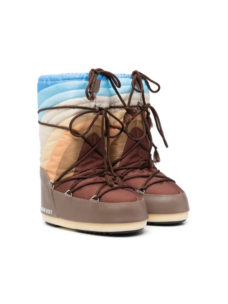 Moon Boot Kids stripe-pattern Moon boots - Brown von Moon Boot Kids