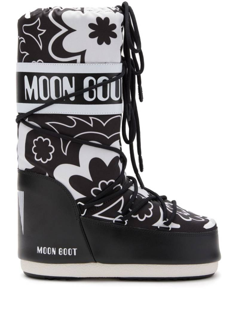 Moon Boot Icon floral-print boots - Black von Moon Boot