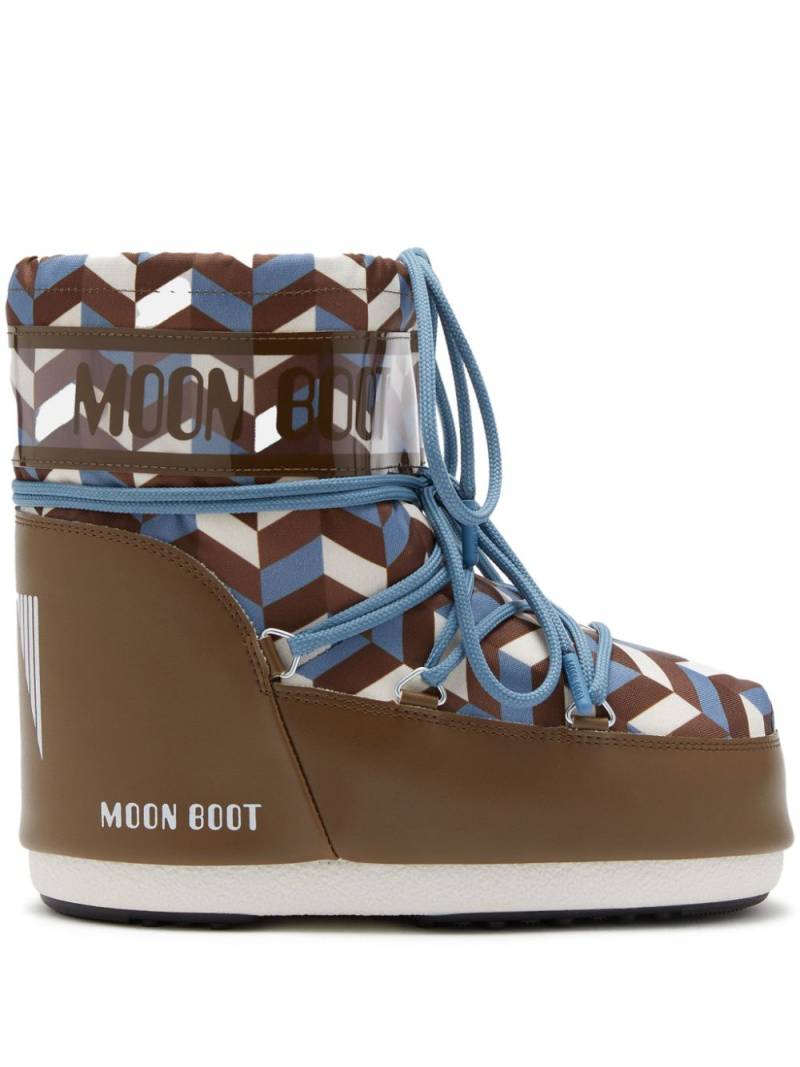 Moon Boot Icon geometric-pattern print boots - Brown von Moon Boot