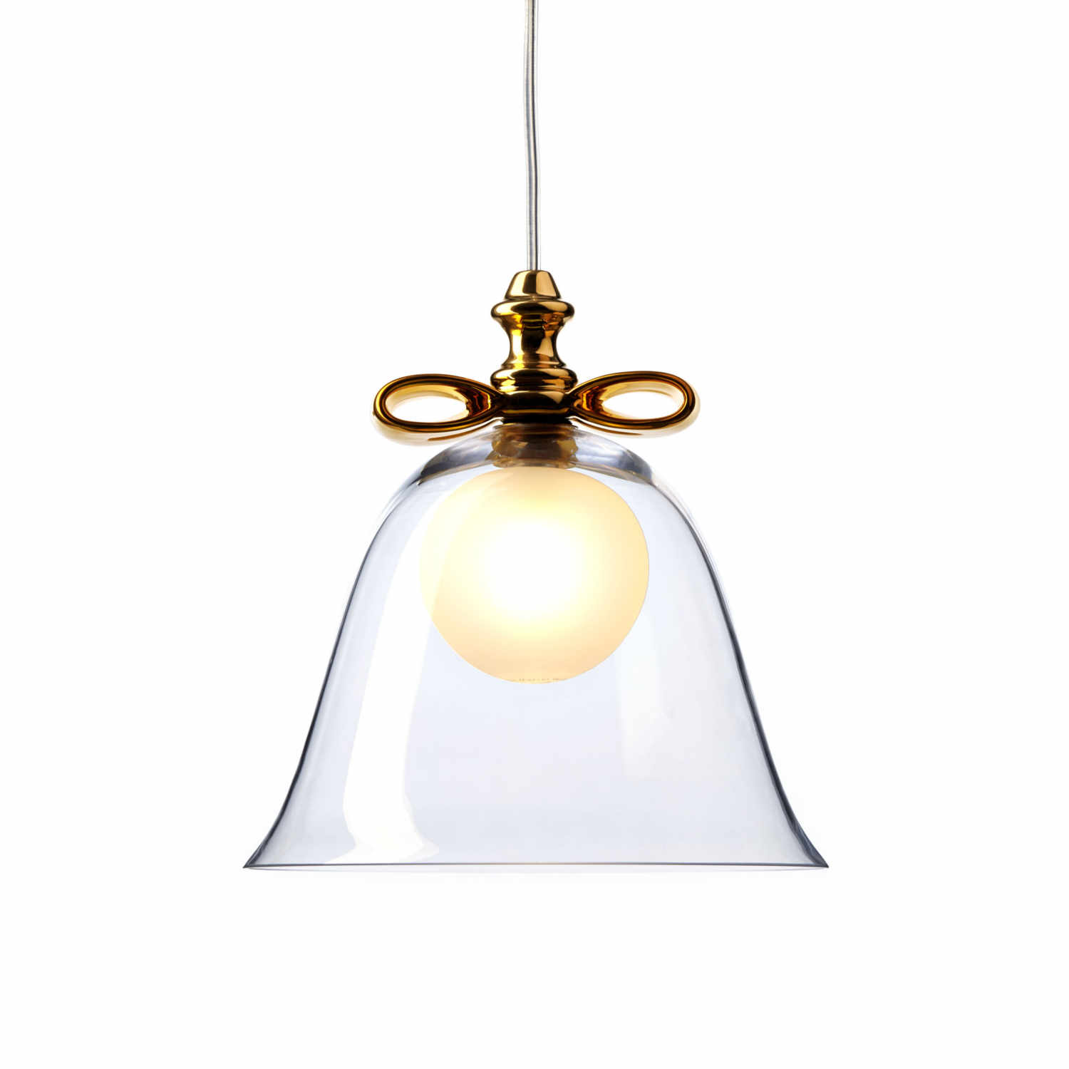 Bell Lamp S Hängeleuchte, Schlaufe gold, Lampenschirm smoke von Moooi