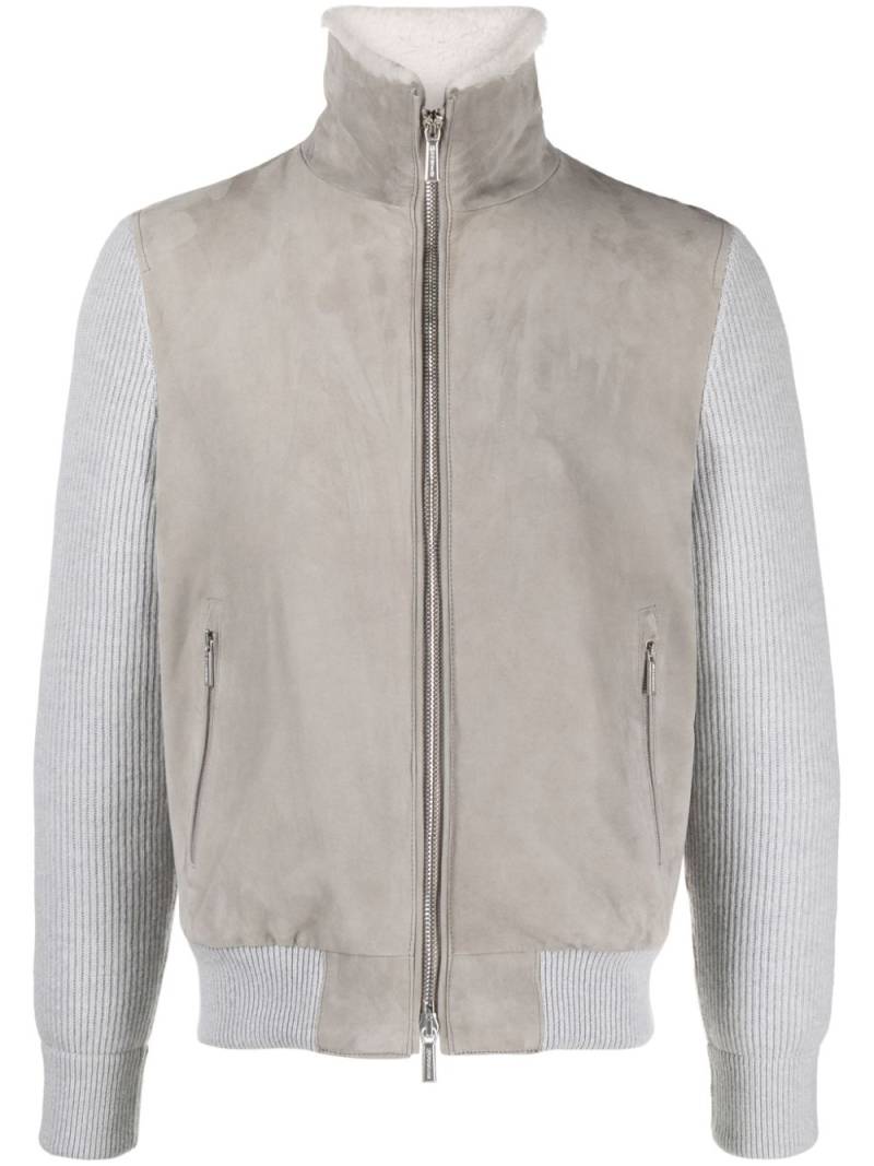 Moorer Campiglio Cab shearling-collar suede jacket - Grey von Moorer