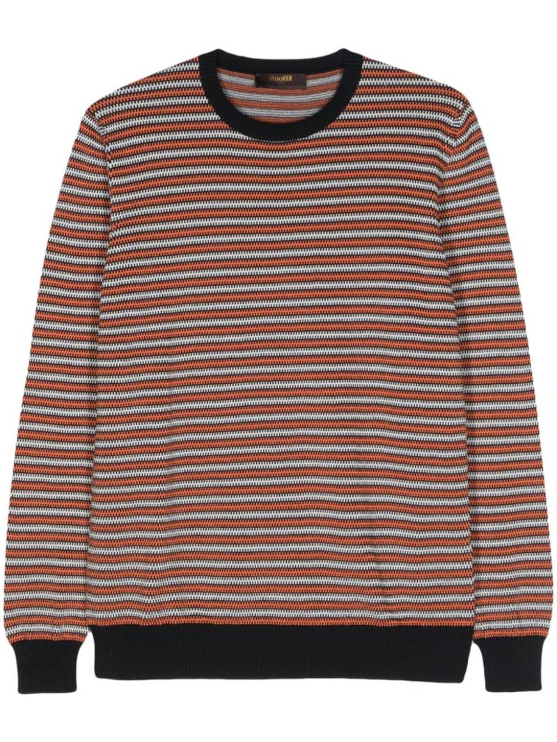 Moorer Portman striped cotton jumper - Blue von Moorer