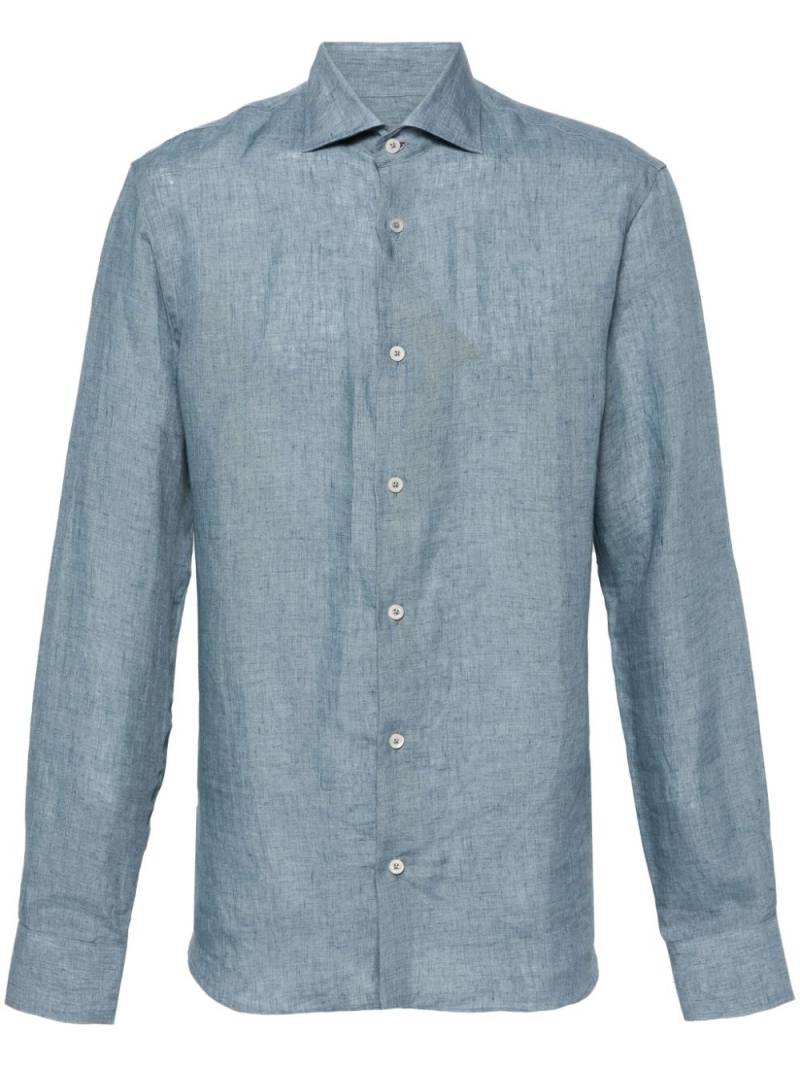 Moorer Roman-HR linen shirt - Blue von Moorer