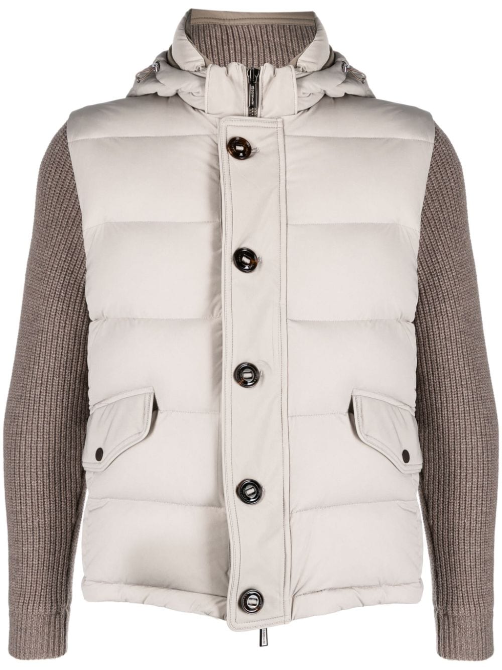 Moorer contrast-sleeve padded jacket - Neutrals von Moorer