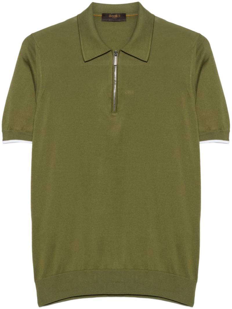 Moorer cotton half-zipped polo shirt - Green von Moorer