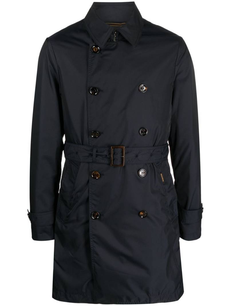 Moorer double-breasted belted trench coat - Blue von Moorer