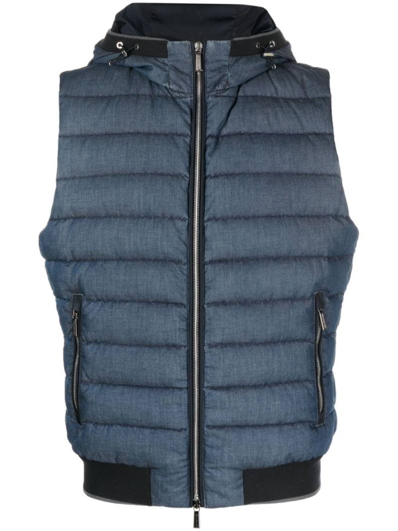 Moorer down-feather padded hooded gilet - Blue von Moorer