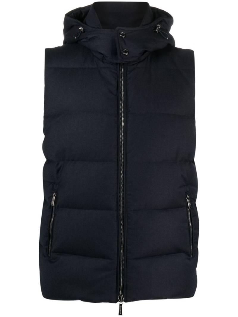 Moorer hooded padded gilet - Blue von Moorer