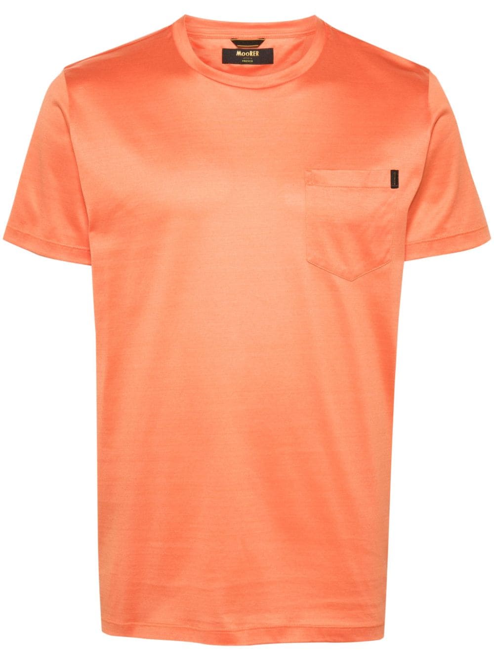 Moorer logo-patch cotton T-shirt - Orange von Moorer