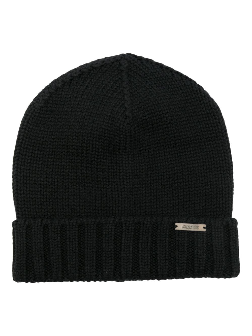 Moorer logo plaque virgin wool beanie - Black von Moorer