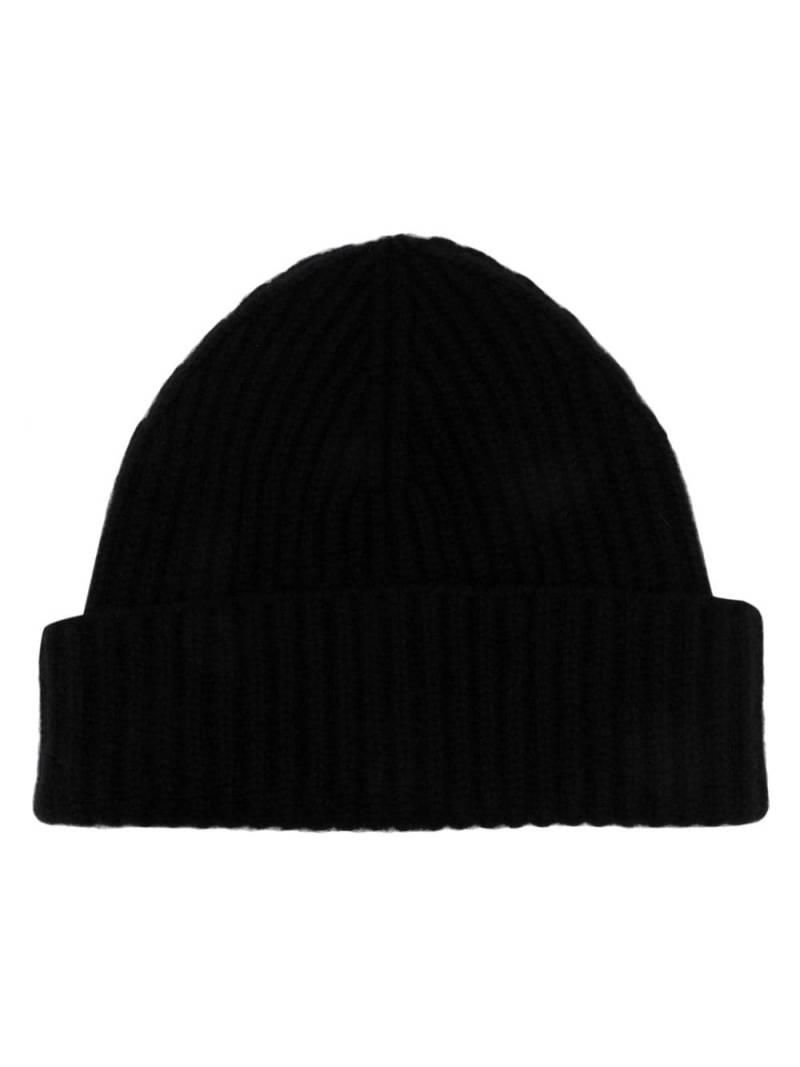 Moorer logo-tag knitted cashmere beanie - Black von Moorer