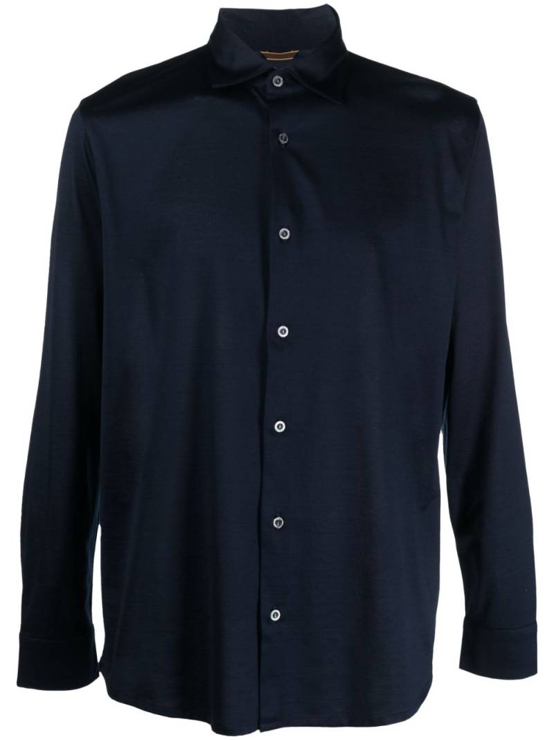 Moorer long-sleeve satin cotton shirt - Blue von Moorer