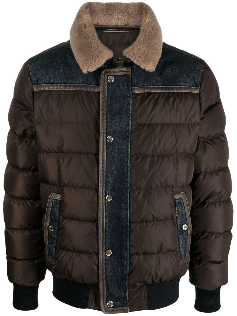 Moorer panelled denim padded jacket - Brown von Moorer