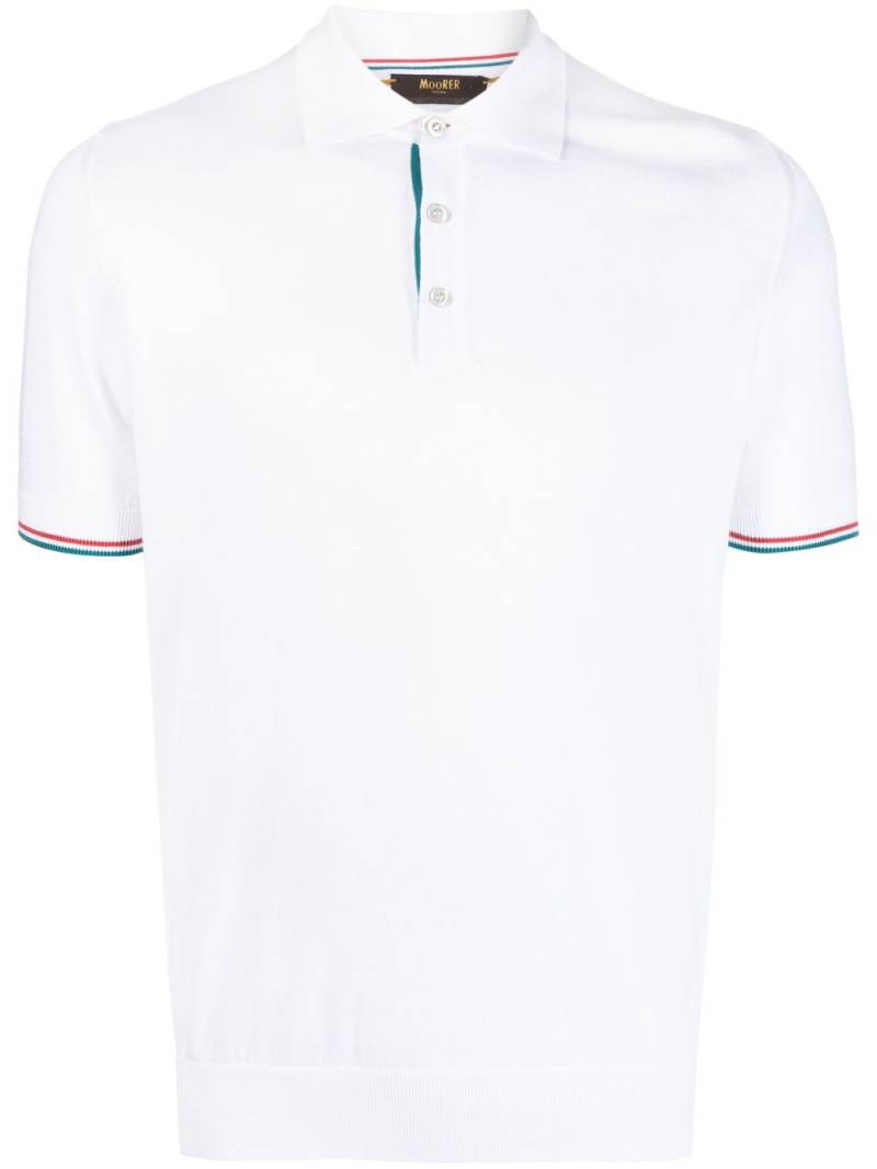 Moorer piqué stripe-trim polo shirt - White von Moorer