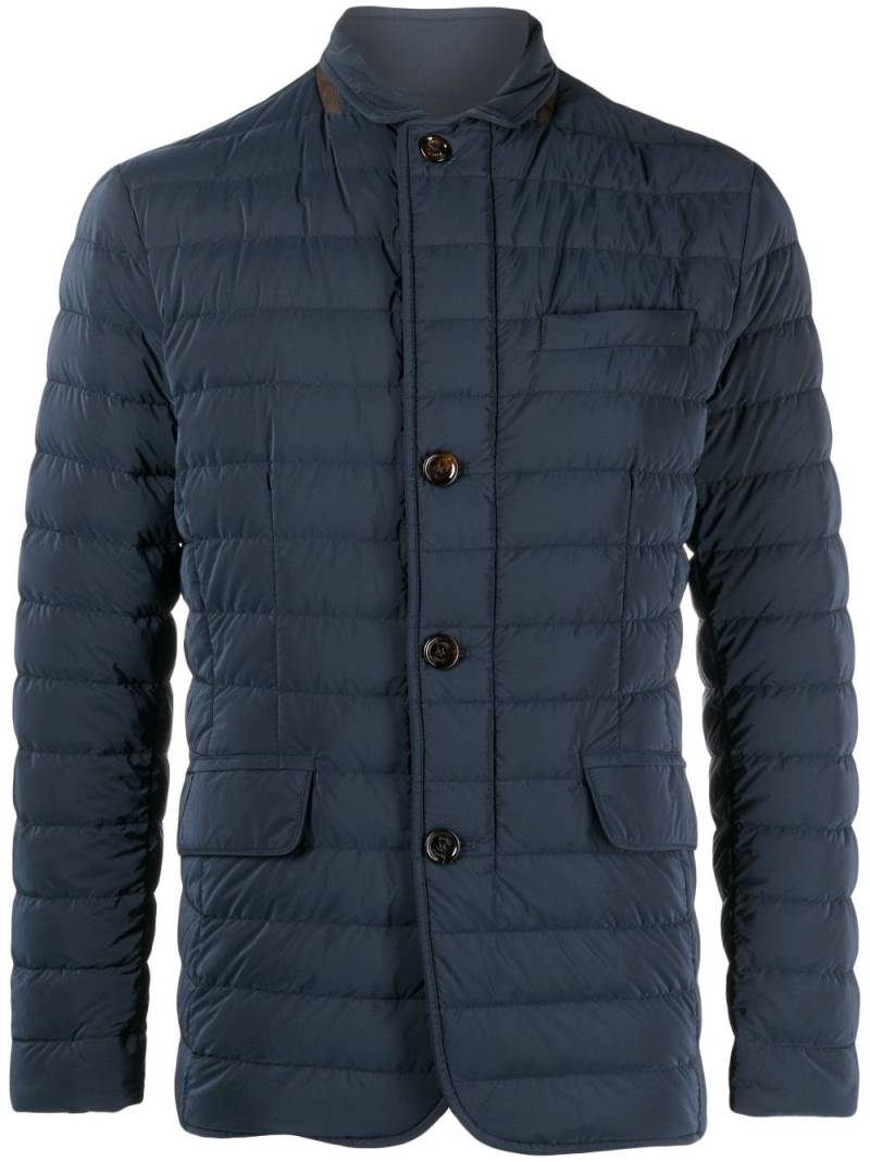 Moorer quilted-finish buttoned-up coat - Blue von Moorer