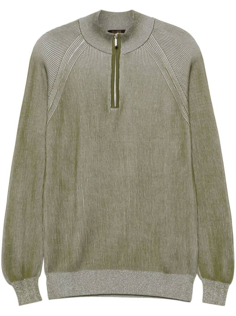 Moorer ribbed half-zipped jumper - Green von Moorer