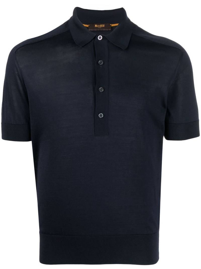 Moorer semi-sheer silk polo shirt - Blue von Moorer