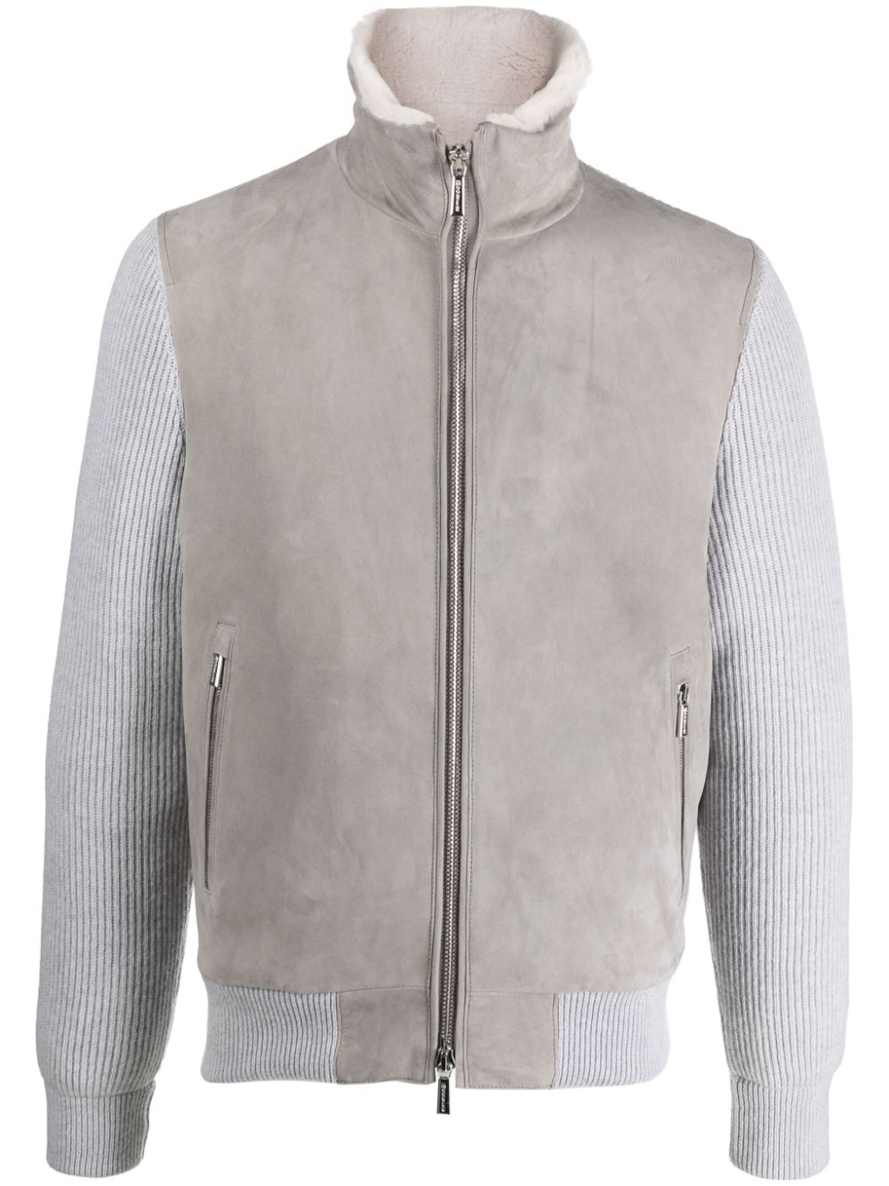 Moorer shearling-collar zip-up jacket - Neutrals von Moorer