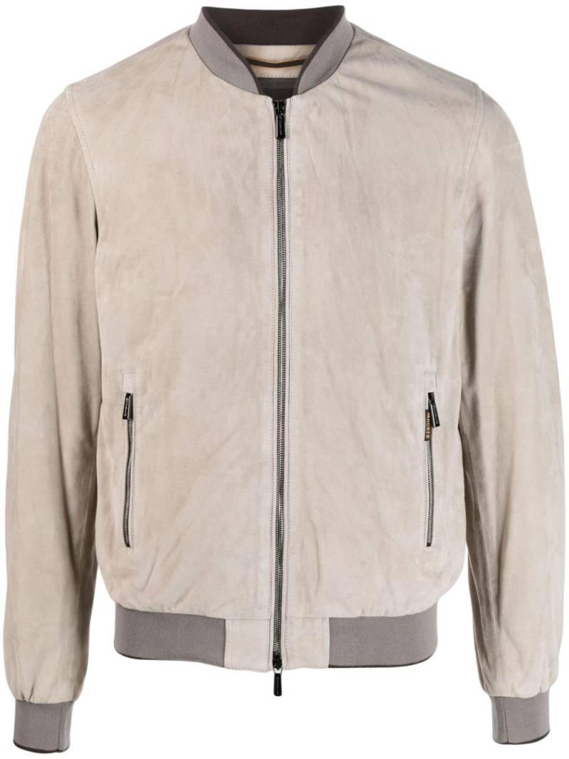 Moorer zip-up leather bomber jacket - Neutrals von Moorer