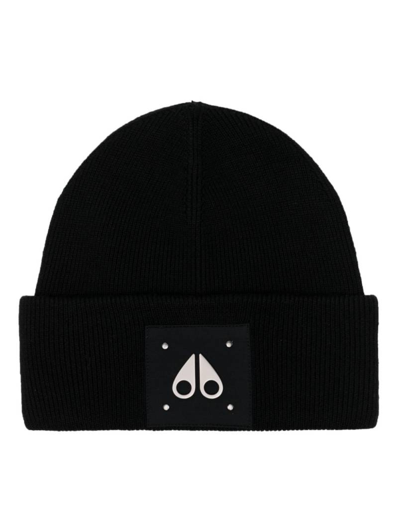 Moose Knuckles logo-patch wool beanie - Black von Moose Knuckles