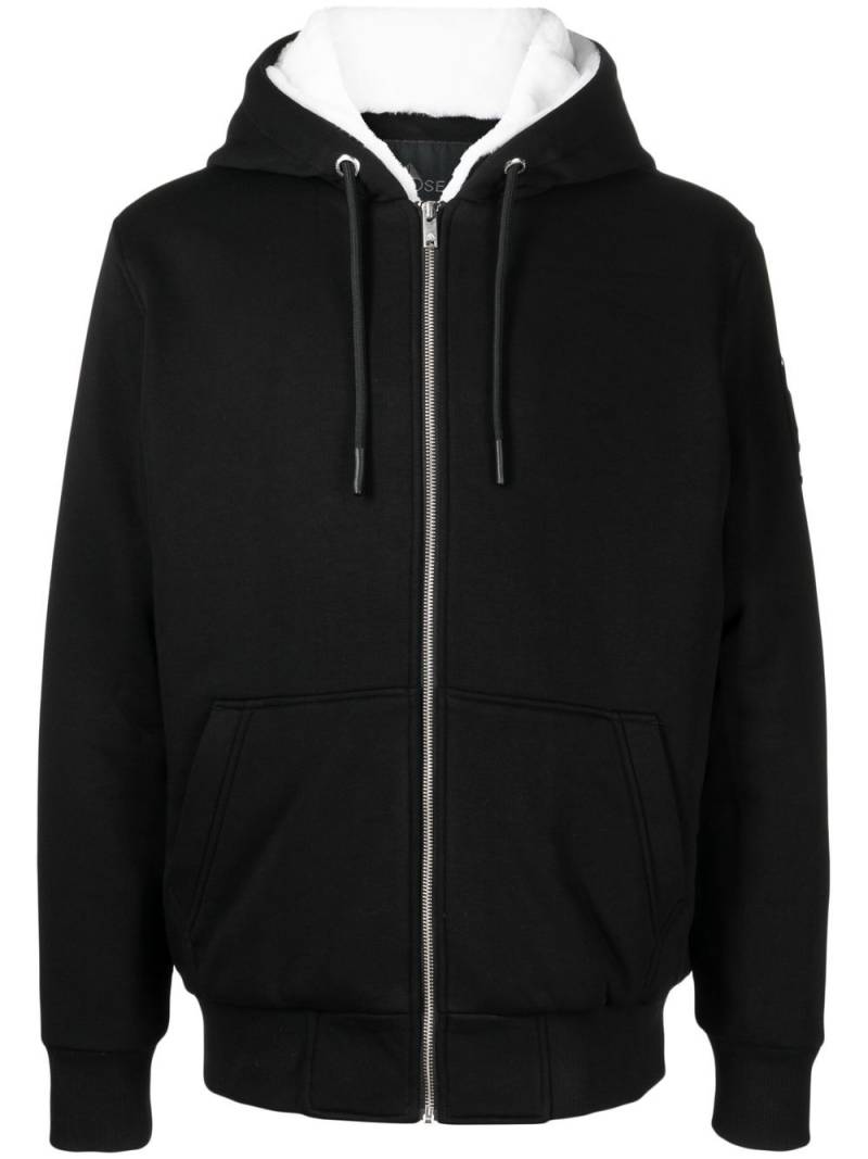 Moose Knuckles logo-plaque zip-up hooded jacket - Black von Moose Knuckles