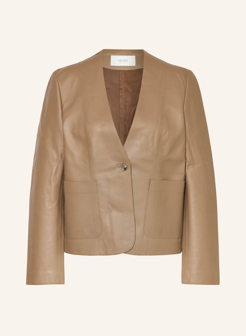 More Leder-Blazer beige von More