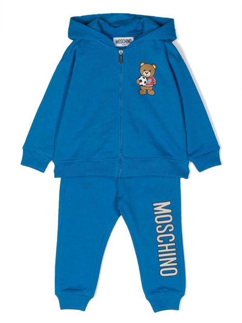 Moschino Kids Football Teddy Bear hooded tracksuit - Blue von Moschino Kids