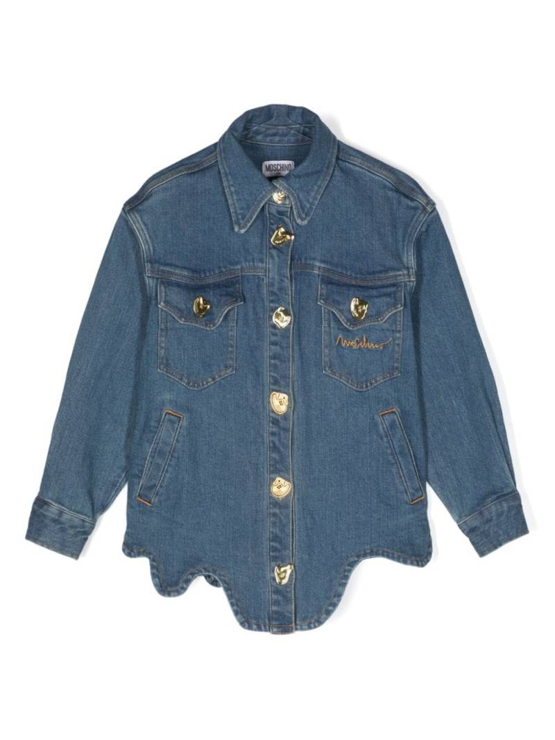 Moschino Kids asymmetric-hem denim shirt - Blue von Moschino Kids