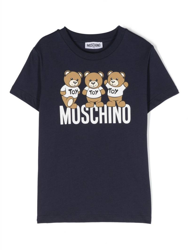 Moschino Kids Teddy-Bear print cotton T-shirt - Blue von Moschino Kids