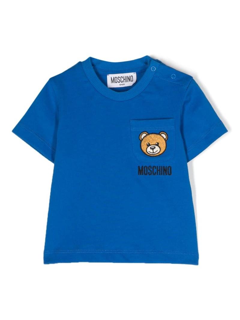 Moschino Kids Leo Teddy-appliqué T-shirt - Blue von Moschino Kids