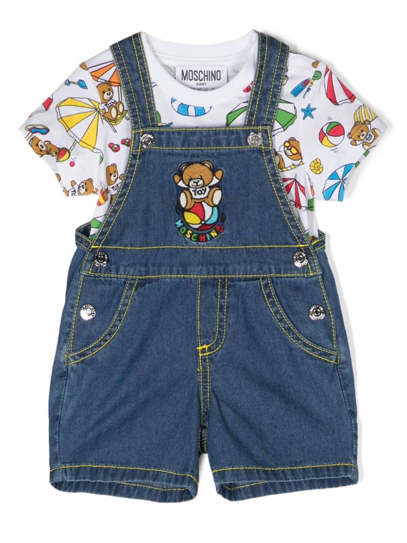 Moschino Kids Teddy Bear T-shirt and dungaree set - Blue von Moschino Kids