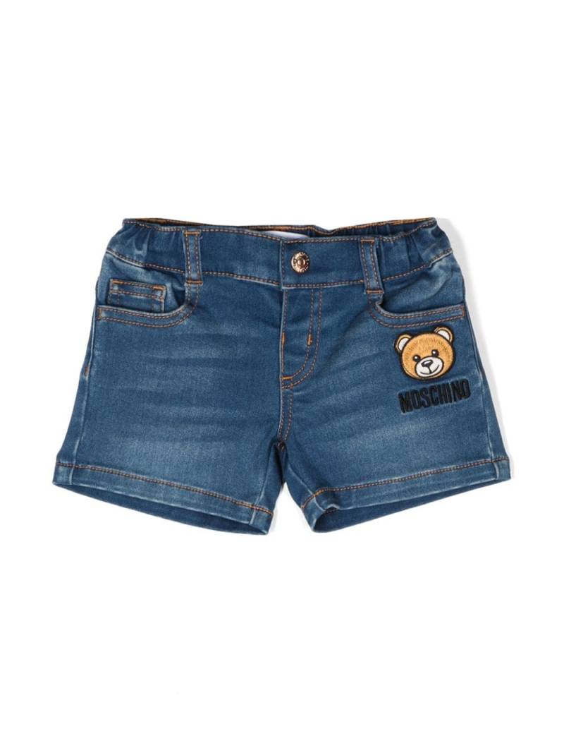 Moschino Kids Teddy Bear-appliqué denim shorts - Blue von Moschino Kids