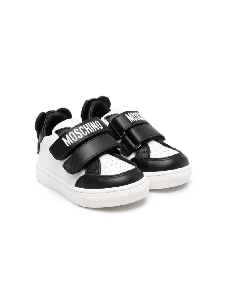 Moschino Kids Teddy Bear appliqué leather sneakers - Black von Moschino Kids