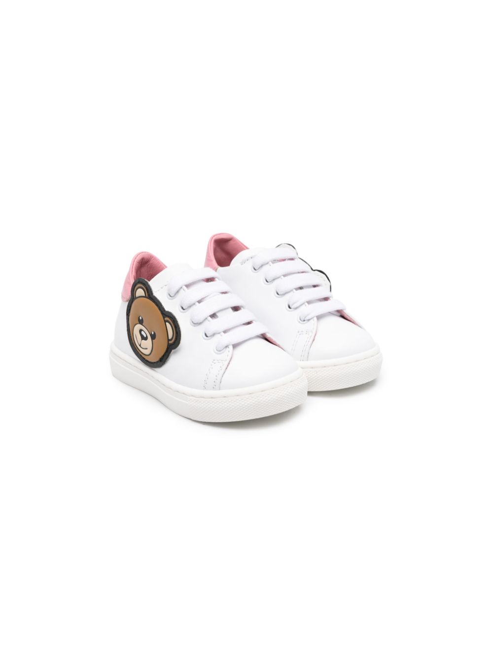 Moschino Kids Teddy Bear appliqué leather sneakers - White von Moschino Kids