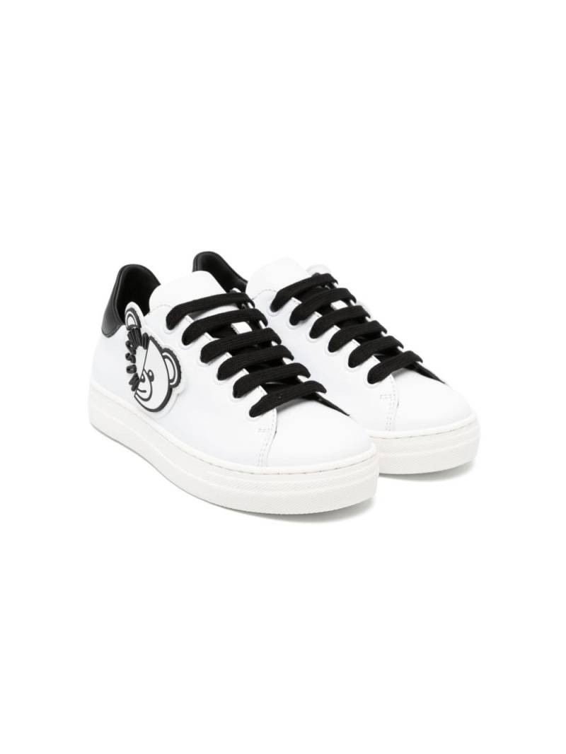 Moschino Kids Teddy Bear-appliqué leather sneakers - White von Moschino Kids